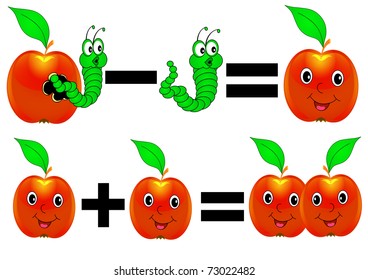 illustration merry mathematics apple plus minus caterpillar