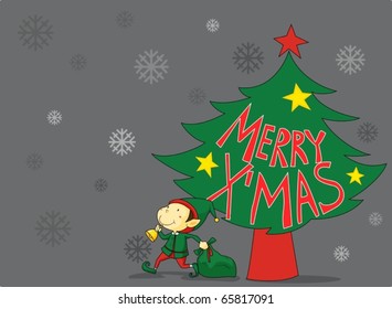 illustration of Merry x'mas wishes on a white background