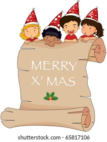 illustration of Merry x'mas wishes on a white background