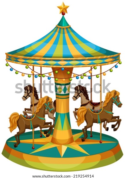 Illustration Merrygoround Ride On White Background Stock Vector ...