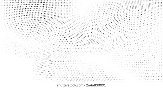 Illustration mesh dot halftone gradient texture. Vanishing polka dot background. Repeating dots vector abstract