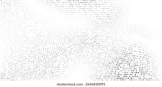 Illustration mesh dot halftone gradient texture. Vanishing polka dot background. Repeating dots vector abstract modern art