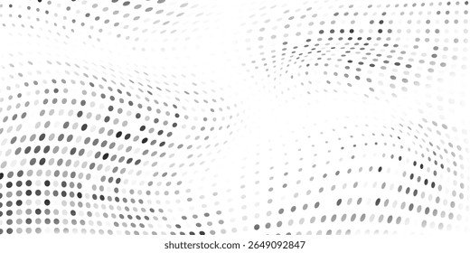 Illustration mesh dotted halftone gradient texture. Vanishing polka dot background modern