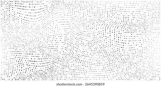 Illustration mesh the rectangle dotted halftone gradient texture. Vanishing polka dot abstract