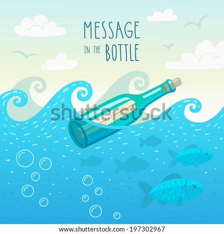 Illustration of message in the bottle