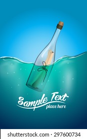 Illustration of message in the bottle on sea