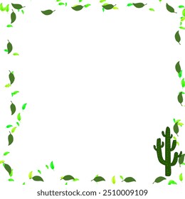 Illustration d'une boîte de message, d'un papier à lettres ou d'un papier pour rapports avec motif cactus et feuilles.