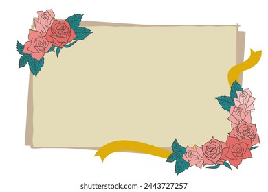 Illustration of a message card with red roses.