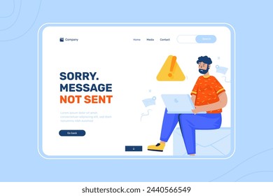 Illustration of message failed to send, error warning email, unable to send message concept