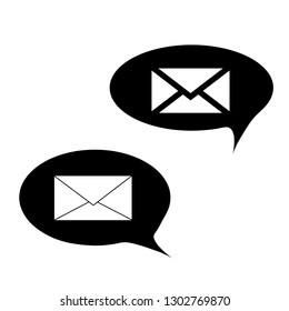 Illustration of message icon. Vector silhouette on white background. Symbol of communication.