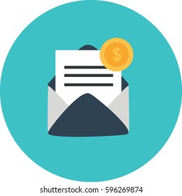 Illustration Of Message Inbox Icon. Flat Style