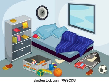 Illustration Of A Messy Bedroom