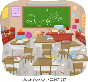 Illustration Of A Messy And Disorganized Classroom