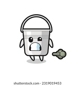 the illustration of the metal bucket cartoon doing fart , cute style design for t shirt, sticker, logo element