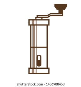 Illustration of metal coffee mill sowing coffee beans (line art) , vector data