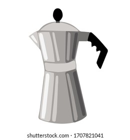 illustration: metal coffee pot on a white background