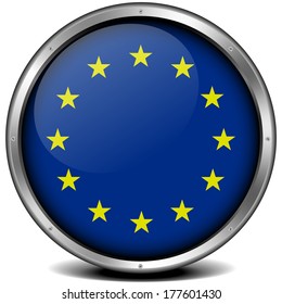 illustration of a metal framed EU button, eps10 vector