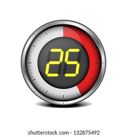 illustration of a metal framed timer with the number 25, eps10 vector