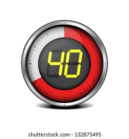 illustration of a metal framed timer with the number 40, eps10 vector