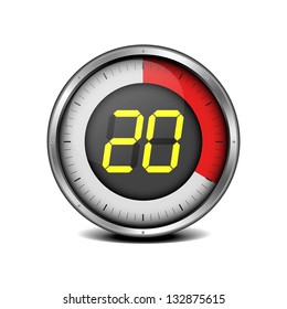 illustration of a metal framed timer with the number 20, eps10 vector
