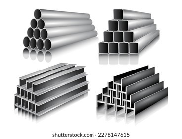 illustration of metal pipe stack 

isolated on white background