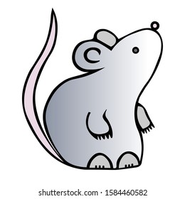 Illustration of metal rat. Symbol of 2020 on the eastern calendar. Colorless background.