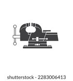 illustration of metal table vise clamp, vector art.