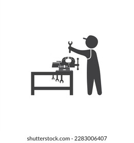 illustration of metal table vise clamp, vector art.