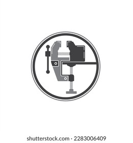 illustration of metal table vise clamp, vector art.