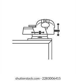 illustration of metal table vise clamp, vector art.