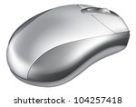 Illustration of a metallic silver mouse with wheel