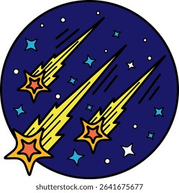 illustration of Meteor shower in the sky
