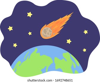 Illustration of meteorite heading to earth.