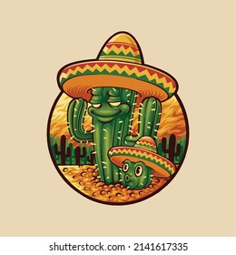 illustration of mexican cactust cartoon