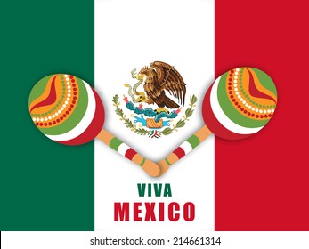 Illustration of Mexican flag with Mexican Maracas for Independence Day Of Mexico