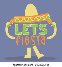 Illustration of Mexican hat with the expression Let`s fiesta to celebrate Cinco de Mayo.