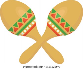 Illustration of mexican maracas. Isolated element of maracas musical instrument.