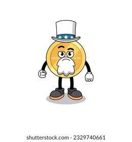 Illustration of mexican peso cartoon with i want you gesture , character design