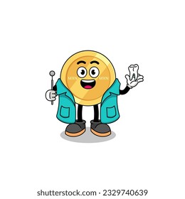 Illustration of mexican peso mascot as a dentist , character design