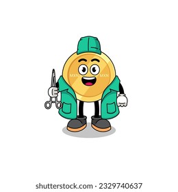 Illustration of mexican peso mascot as a surgeon , character design
