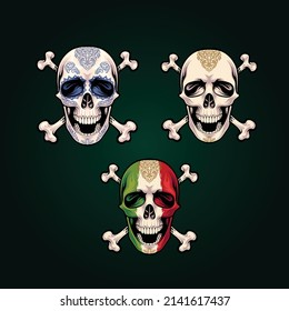 illustration of mexican skull package collection