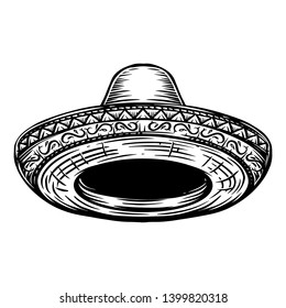 illustration of mexican sombrero. Design element for poster, t shirt, emblem, sign. Vector illustration