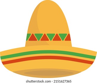 Illustration of a mexican sombrero. Isolated sombrero element.