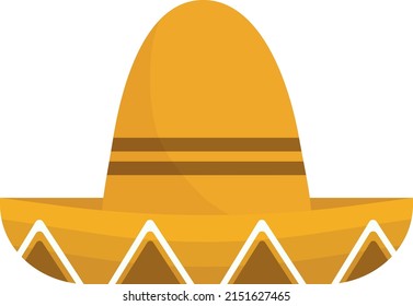 Illustration of a mexican sombrero. Isolated sombrero element.
