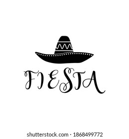 Illustration Mexican straw sombrero hat silhouette logo vector design