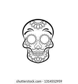 Illustration of mexican sugar skull. Day of the dead. Dia de los muertos. Design element for logo, label, emblem, sign, poster, t shirt. Vector illustration - Vector 