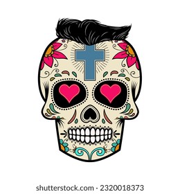 Illustration of mexican sugar skull. Day of the dead. 
