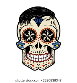 Illustration of mexican sugar skull. Day of the dead. 