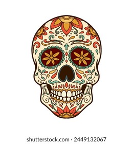 Illustration of mexican sugar skull. Day of the dead. Dia de los muertos. Vector illustration