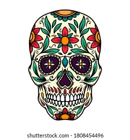 Illustration mexican sugar skull  Design element for logo  emblem  sign  poster  card  banner  Vector illustration